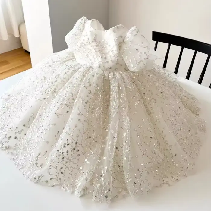 Robe Tutu de mariage blanche pour filles, robe de princesse élégante pour robes à fleurs, robes pour