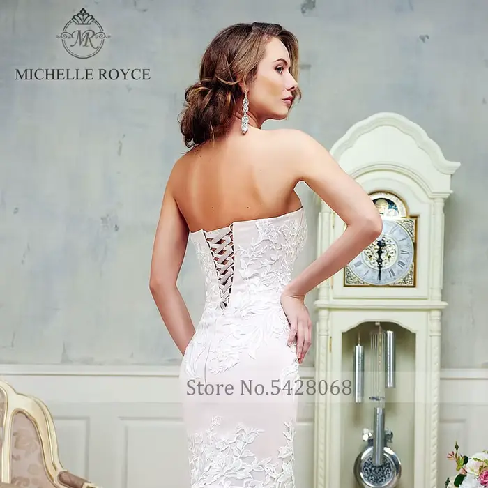 Michelle Royce sirène robes De mariée pour les femmes Sexy bretelles Appliques à lacets chapelle Train