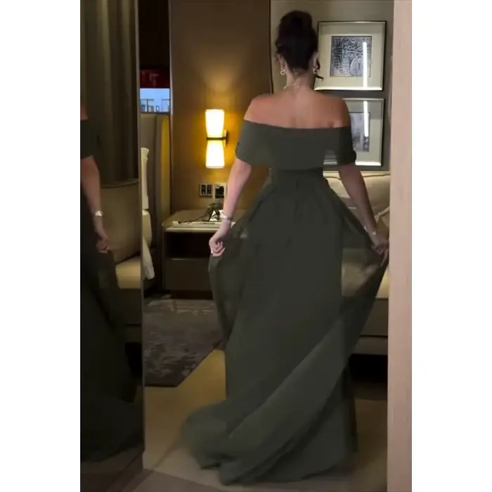 Robe de bal vintage sirène en polyester avec décolleté hors de l'épaule et décoration en cristal pour bal, mariage et événements spéciaux