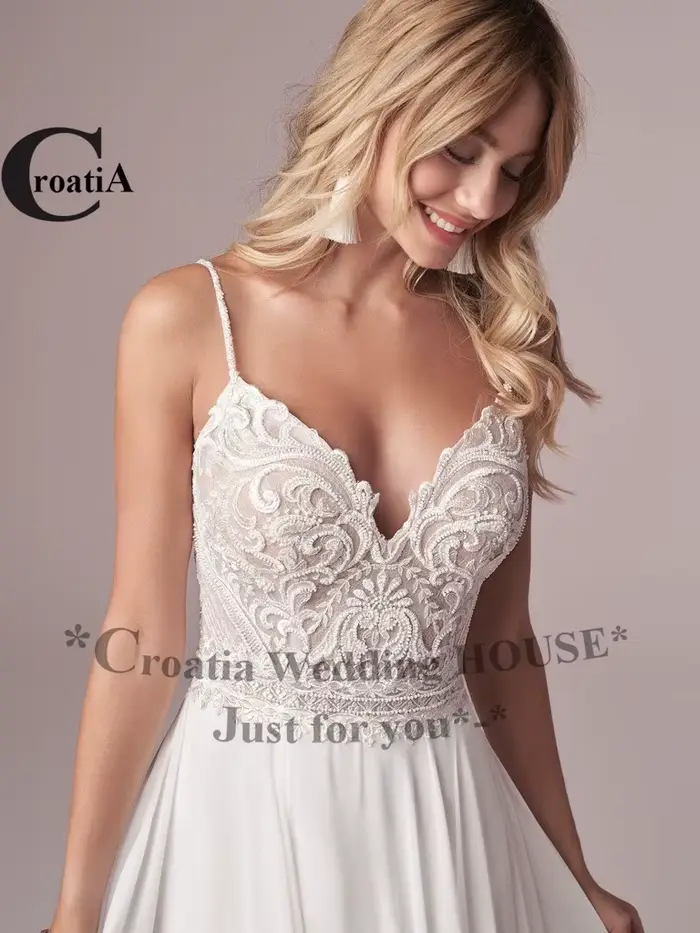 Croatie bohème robe De mariée pour femme en mousseline De soie haute fente chérie 2025 nouvelles Appliques robes De Novia personnalisé