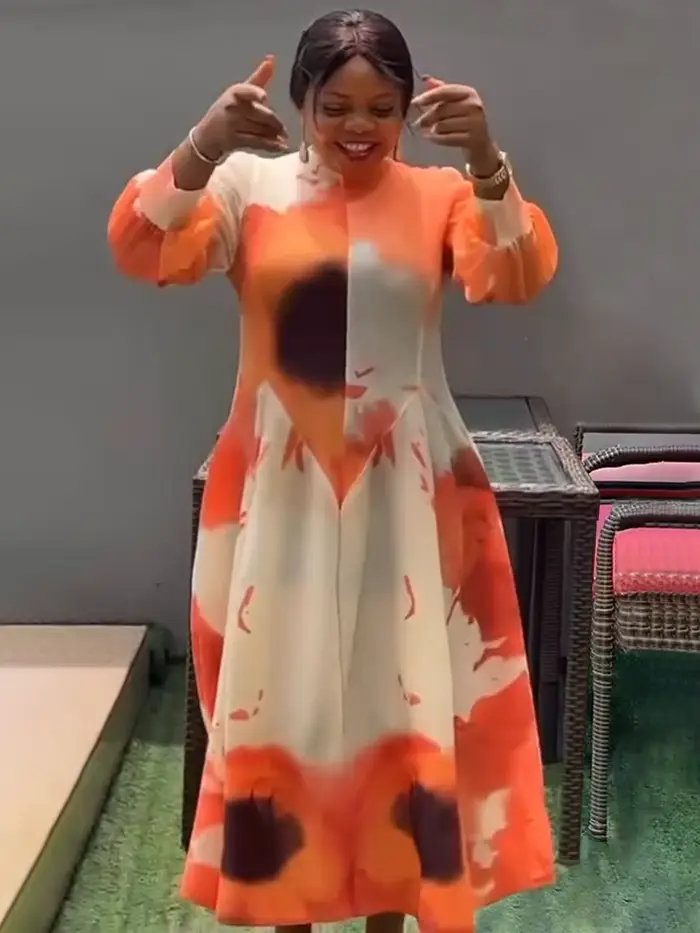 Robe Maxi Plissée à Manches sulfpour Femme