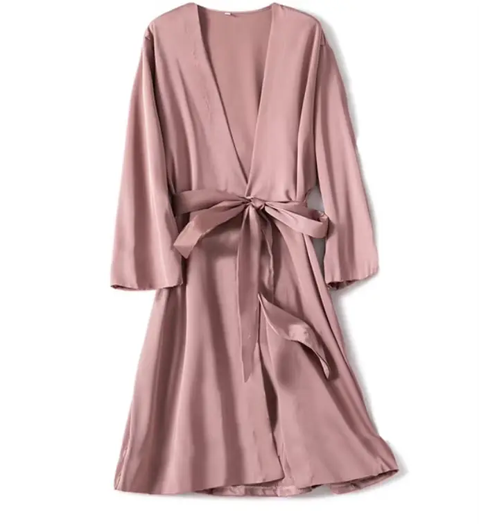 Robe en Satin femme Lingerie intime vêtements de nuit soyeux mariée cadeau de mariage décontracté Kimono peignoir