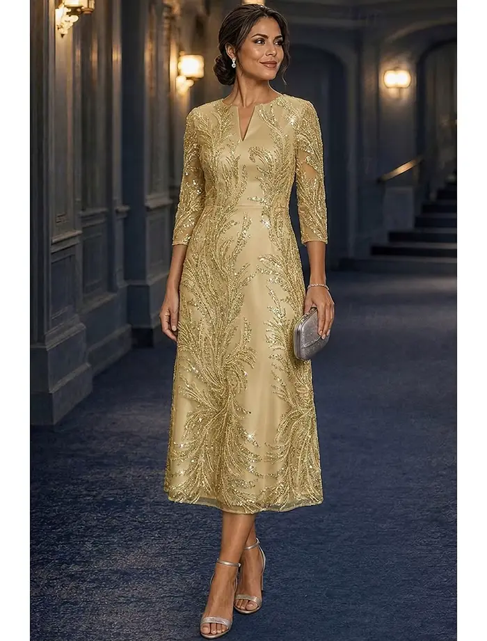 Robe de mère de la mariée personnalisée, col en V, élégante, vintage, luxueuse, formelle, pour invitées de mariage, en dentelle avec appliques de perles et de paillettes