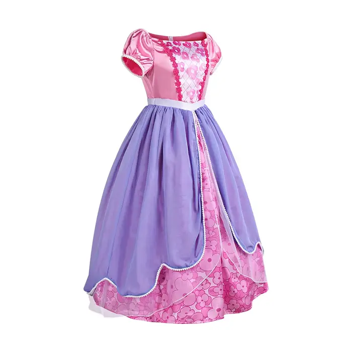 Déguisement Princesse Sofia pour Adulte Femme Robe de Cosplay en Satin Violet à Motif Floral Tenue de Soirée Halloween Carnaval Fête Chic
