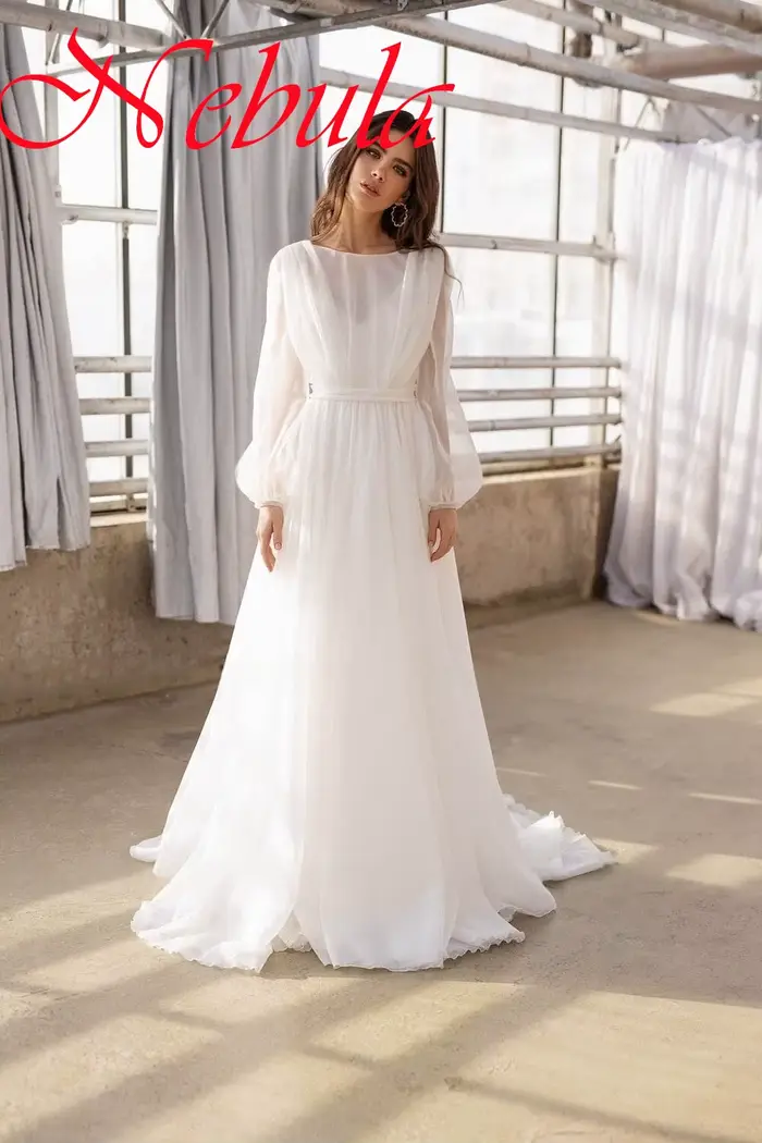 Robe de soirée en mousseline de soie blanche pure