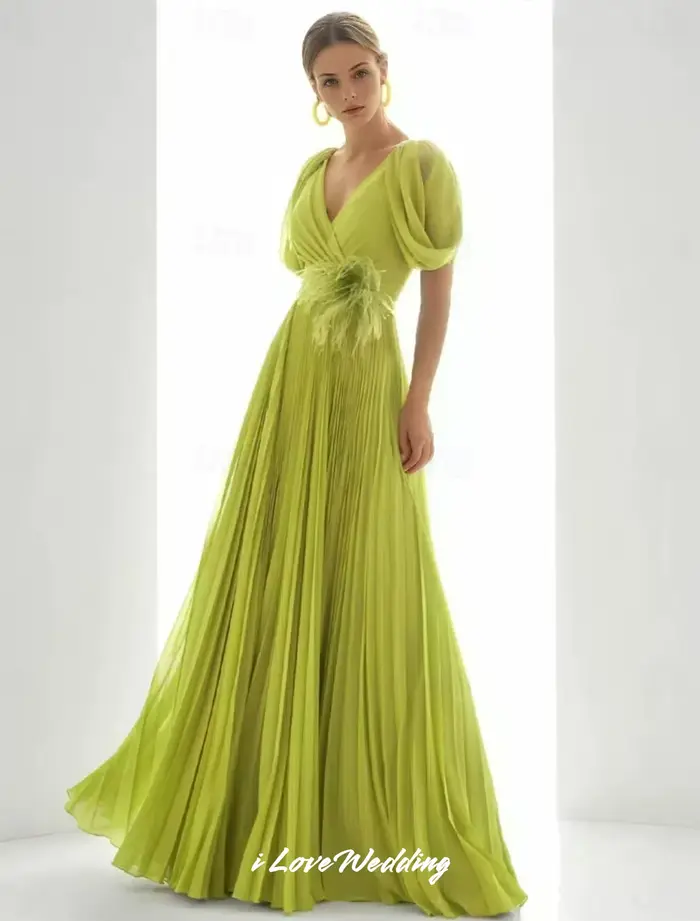 Robe de bal longue en mousseline de soie