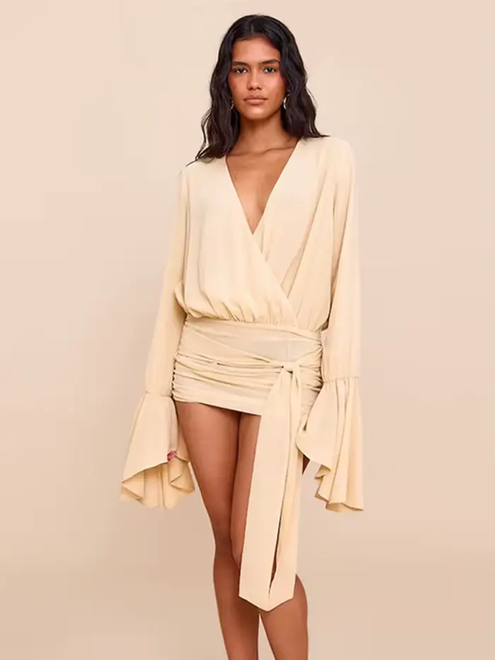 Robe courte Sexy à col en v profond pour femmes