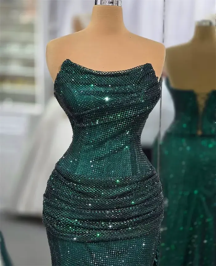 Robe de soirée bustier vert émeraude UXST style sirène pour bal de promotion et cérémonies spéciales