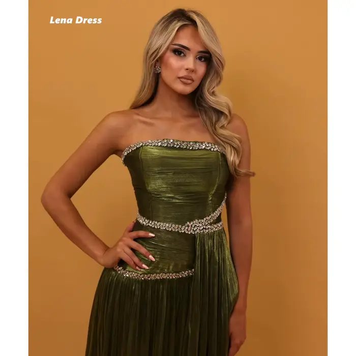 Robes de soirée brillantes Lena pour occasions spéciales, robe de bal sur mesure, robes de fête élégantes pour femmes, robes de bal de luxe vertes avec châle