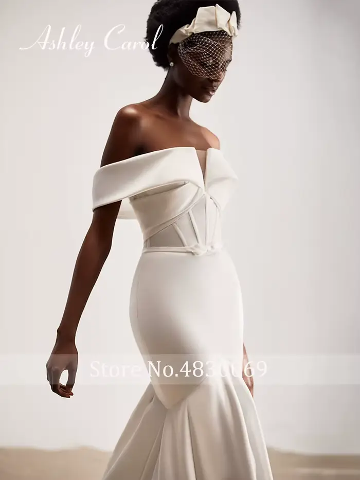 Ashley Carol robes De mariée sirène pour les femmes Sexy épaules nues