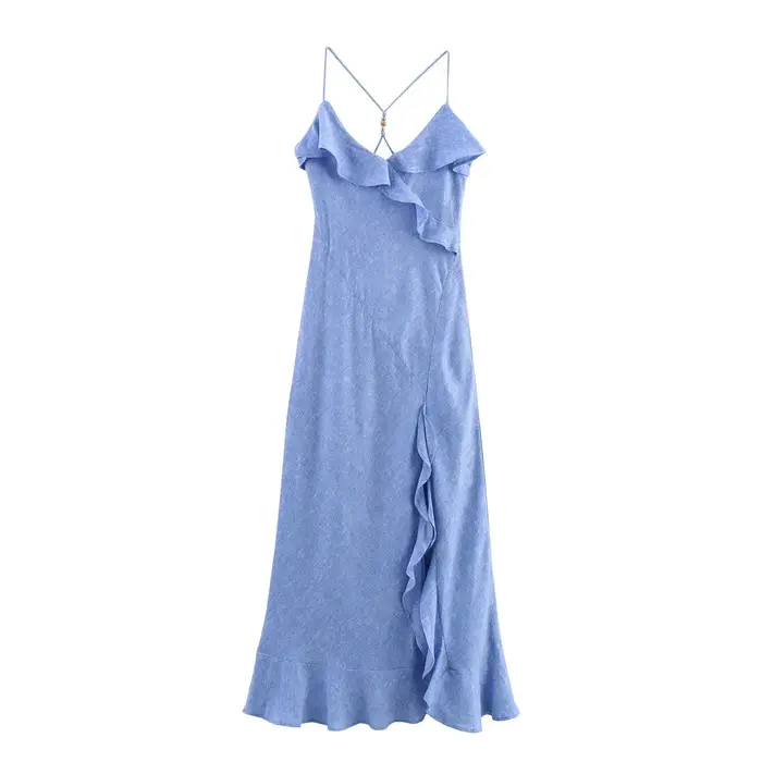 Robe sans manches en polyester HH col en V élégante pour femmes occasions spéciales plage soirée chic