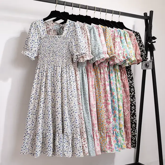 Robe d'été plissée en mousseline de soie pour femmes, tenue décontractée, plage, vacances, manches c