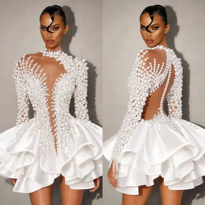 Robes de mariée blanches, robes de bal courtes, robes de bal sirène mini, robes de bal longues au so