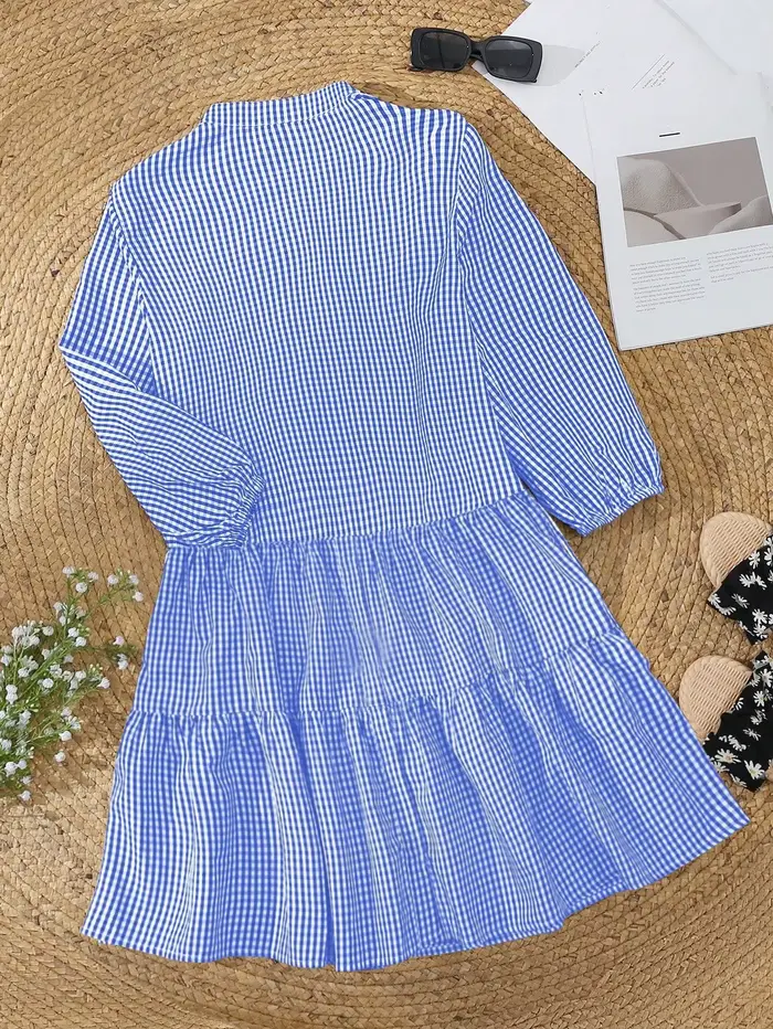 Robe de plage à demi-manches col en V patchwork boutonnée décontractée élégante pour femmes occasions spéciales été vacances 2025