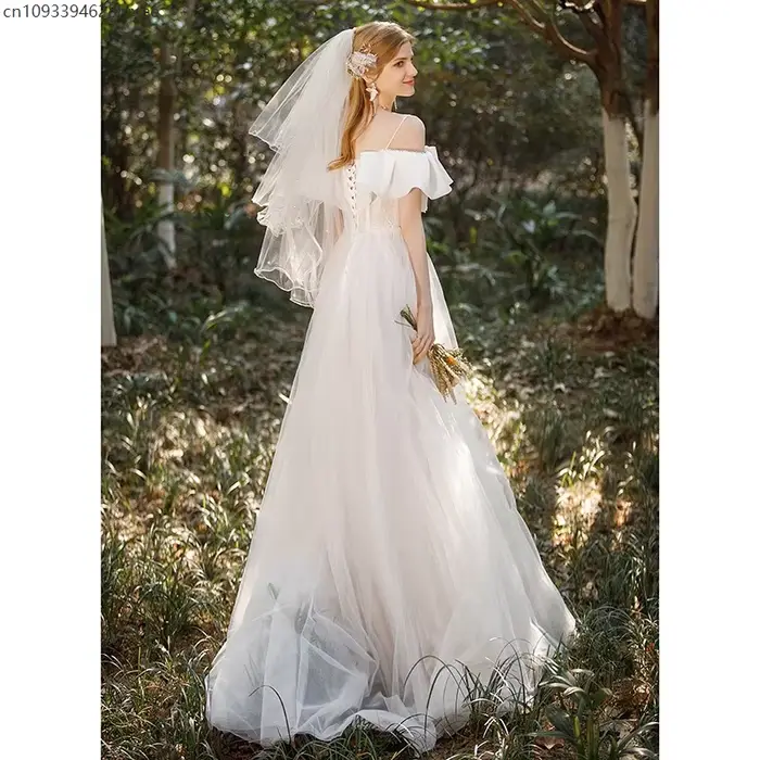 Robe longue de soirée en polyester dégagée aux épaules coupe amincissante nœud mariage déguisement princesse