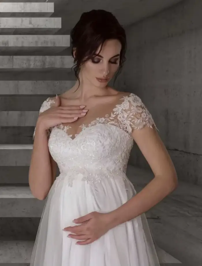 Robe de Mariée Classique Elégante avec Appliques en Tulle et Organza pour Femmes Occasions Spéciales