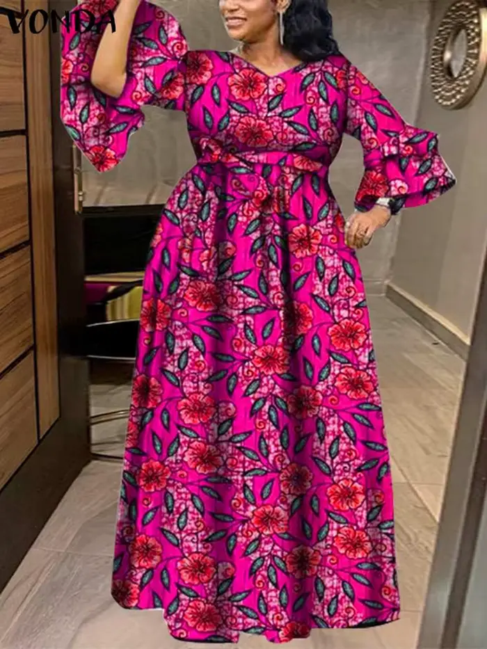 Robe maxi à imprimé floral bohème pour femmes