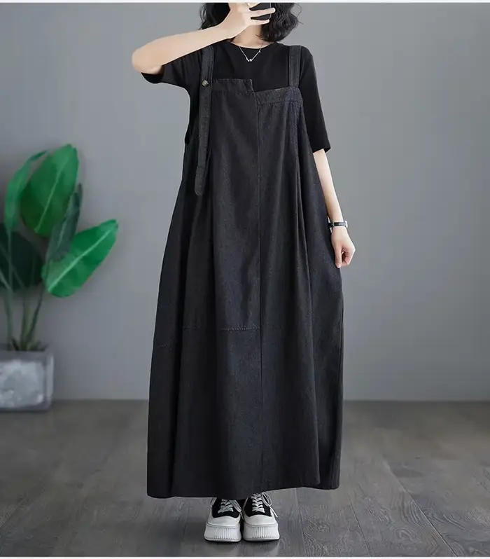 Robe longue à bretelles pour femme grande taille, nouvelle collection 2026, style vintage, ample et 