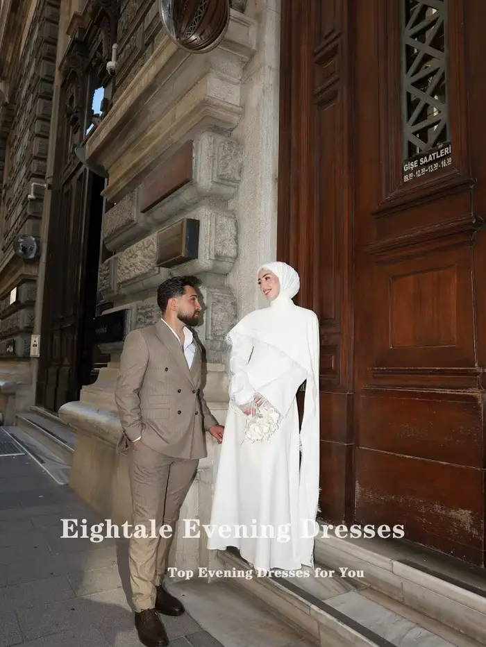 Robe de Mariée Arabe Eightale Personnalisée avec Appliques en Dentelle et Décoration en Perles pour Femmes Occasions Spéciales Cérémonies Gala