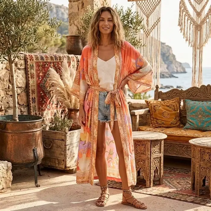 Mod ie-Robe kimono à manches chauve-souris pour femme