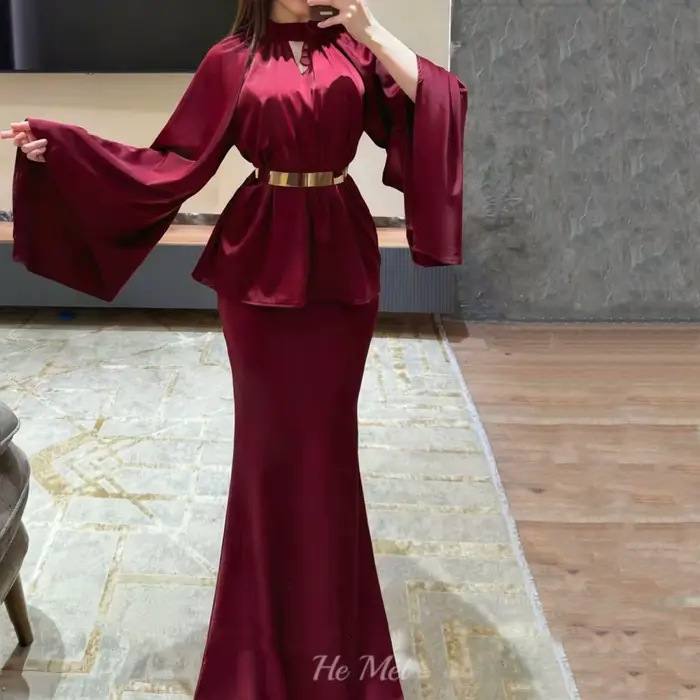 Robe de bal élégante pour femmes, robe de soirée à bretelles, épaules dénudées, nouvelle collection, silhouette sirène, col rond, élasthanne et polyester, pour bal, soirée de gala, cérémonies de remise de diplômes