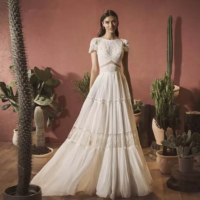 DREAM-Robes de mariée bohèmes personnalisées, dentelle Boho, dos nu, manches courtes, patients, quel
