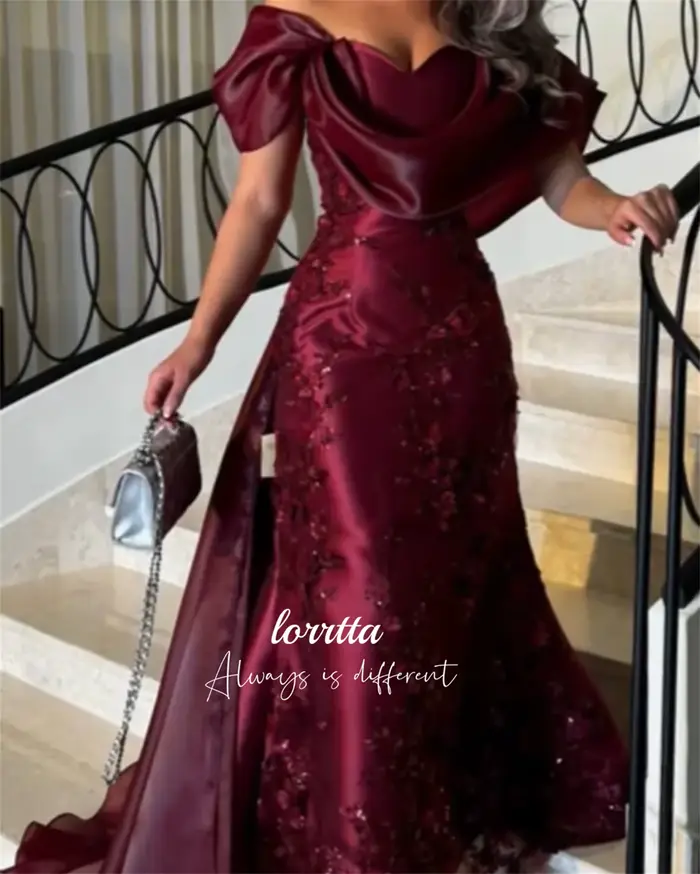 Lorrtta-Robe de Soirée Rouge Profond pour Femme