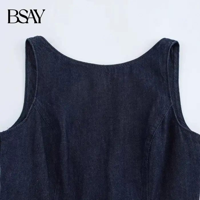 BSAY robe en jean pour femmes mode automne hiver couches décoratives dos nu Mini robes français Chic femme vêtements de soirée