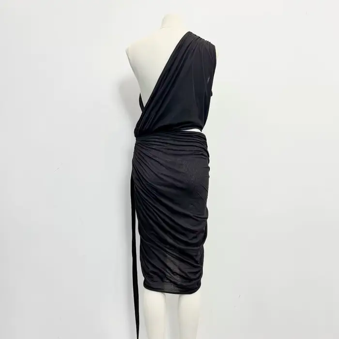 Robe moulante sexy asymétrique sans manches torsadée style gothique pour femme - Collection High Street