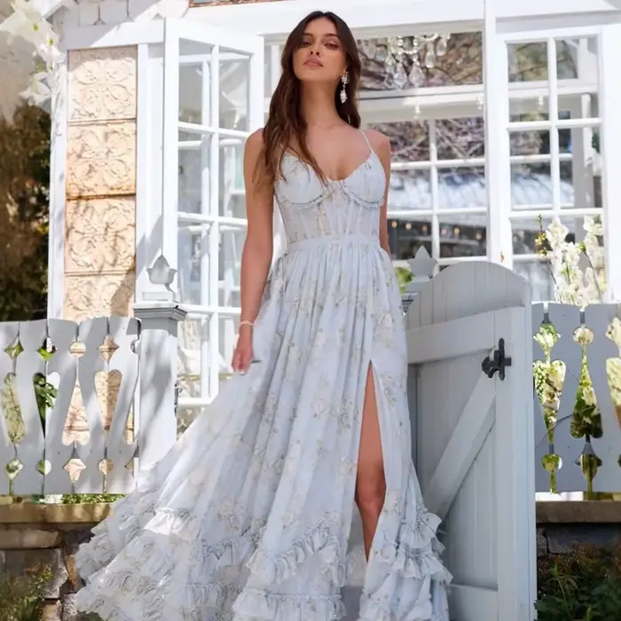 Robe longue à bretelles pour femme, style floral unique et élégant, nouvelle collection été, idéale 