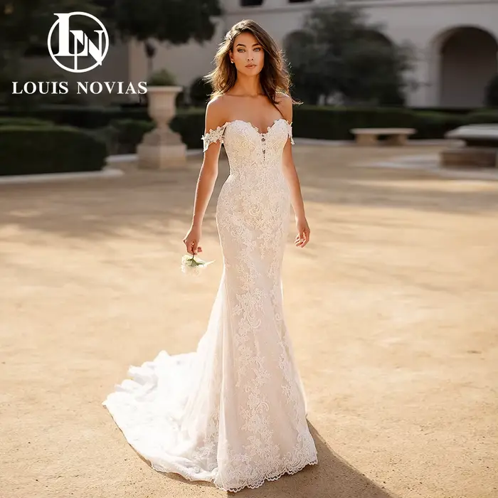 LOUIS NOVIAS robes De mariée sirène pour les femmes Sexy chic chérie brodé Organza trompette robe