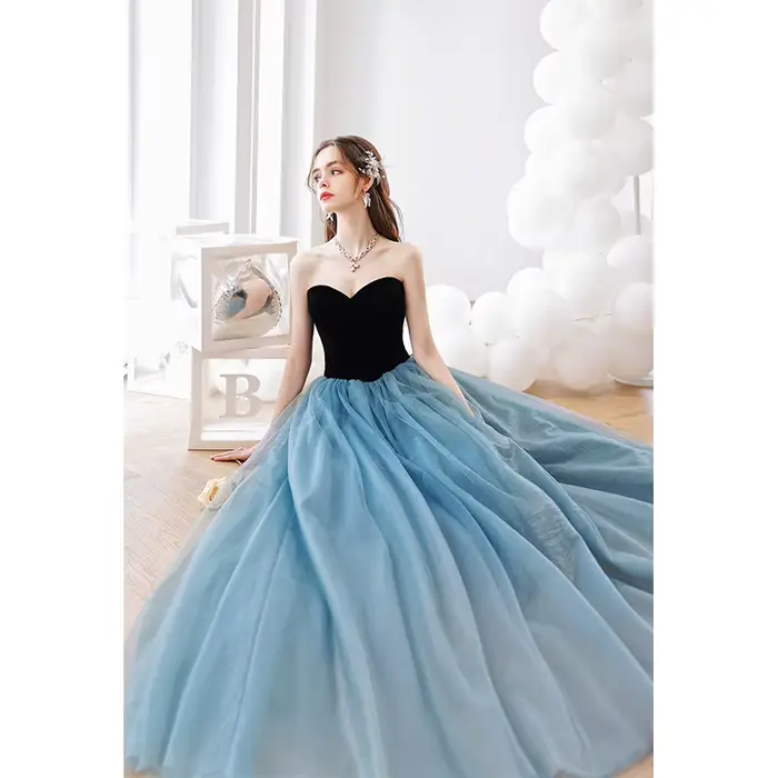 Robes de bal de soirée chérie automne nouveau col en v a-ligne robe