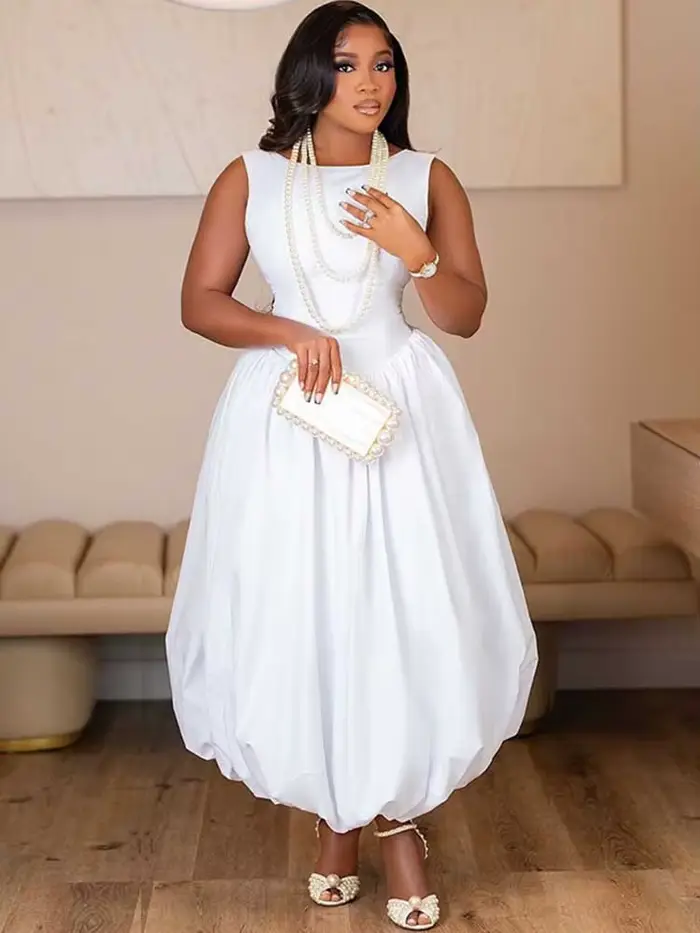 Robes sans manches pour femmes, taille haute, Corset d'été, longue, décontractée, mode, blanche, élé