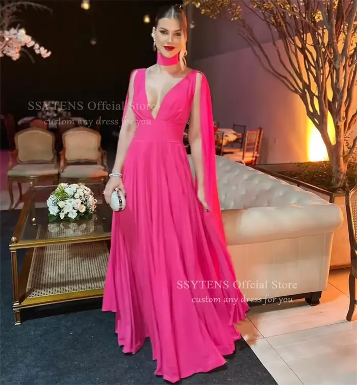 SSYTENS Robes de soirée dos nu rose fuchsia