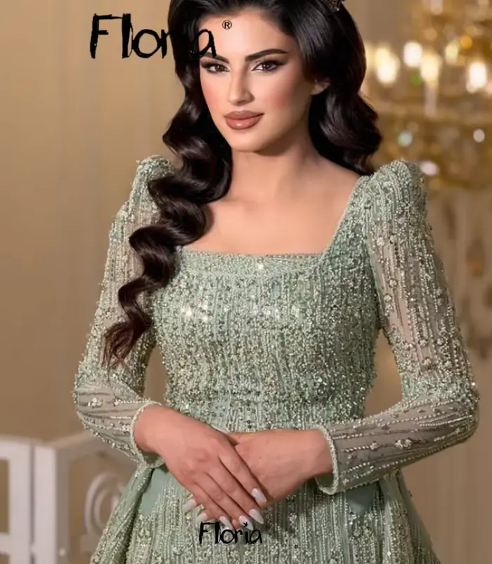 Robe de bal deux pièces vert menthe