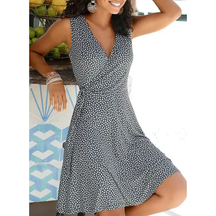 Nouvelle robe décontractée à pois femmes col en V fibrage robe de plage d'été bohème robes pour femm