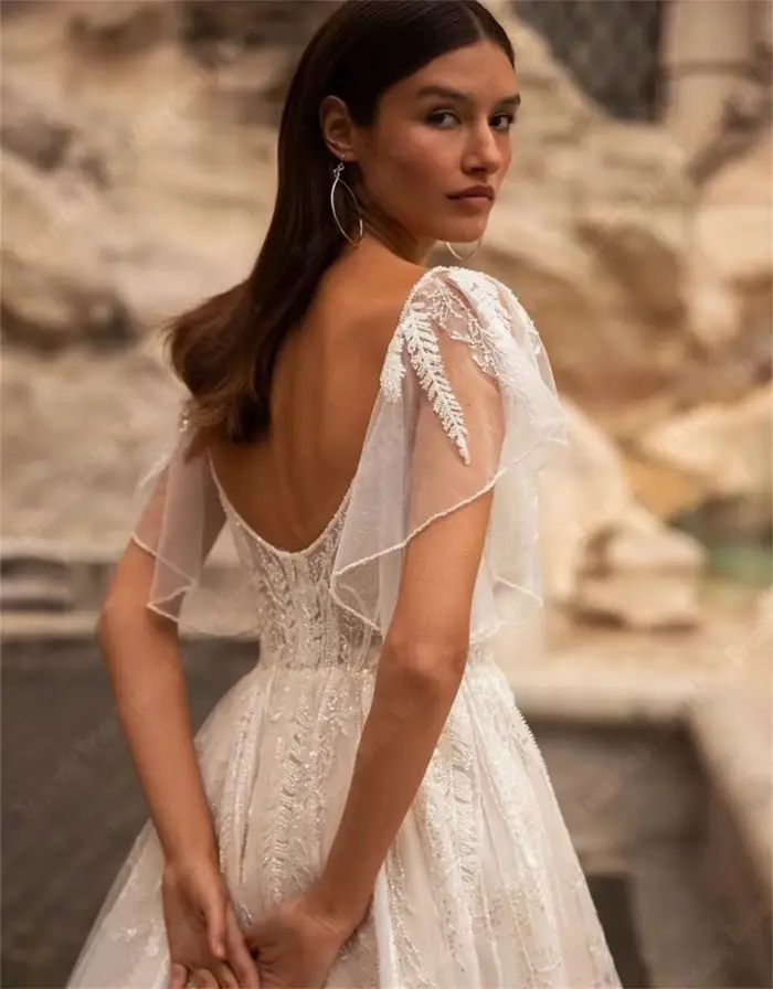 Robes De mariée en Tulle à manches courtes