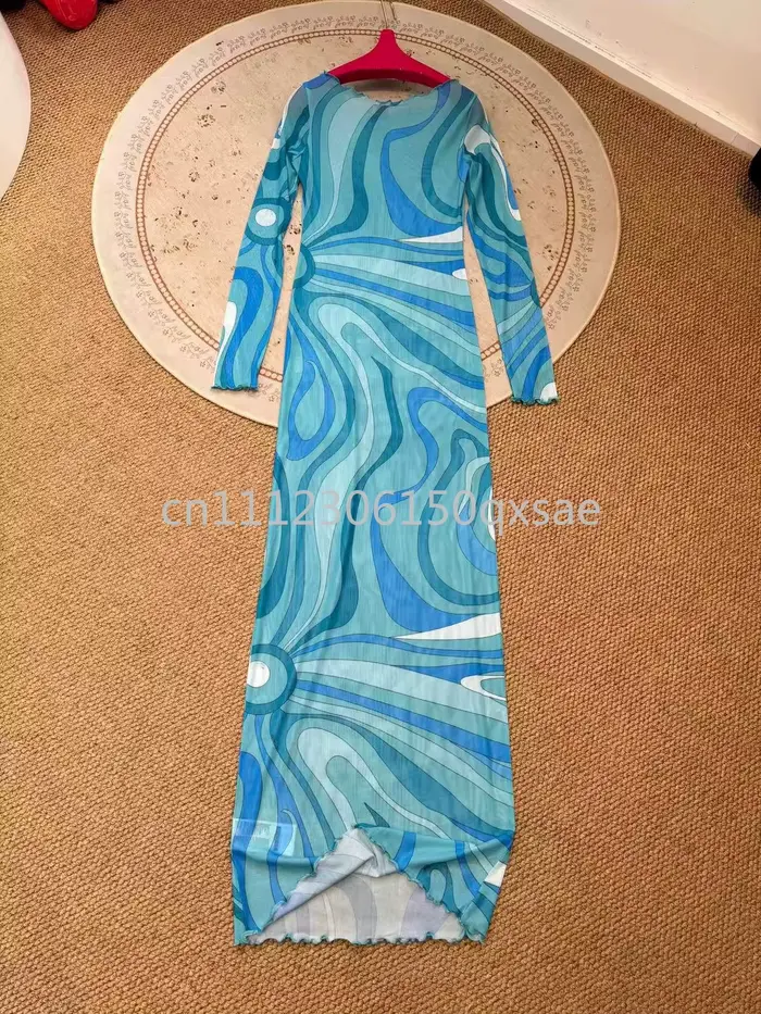 Robes en maille bleues pour femmes