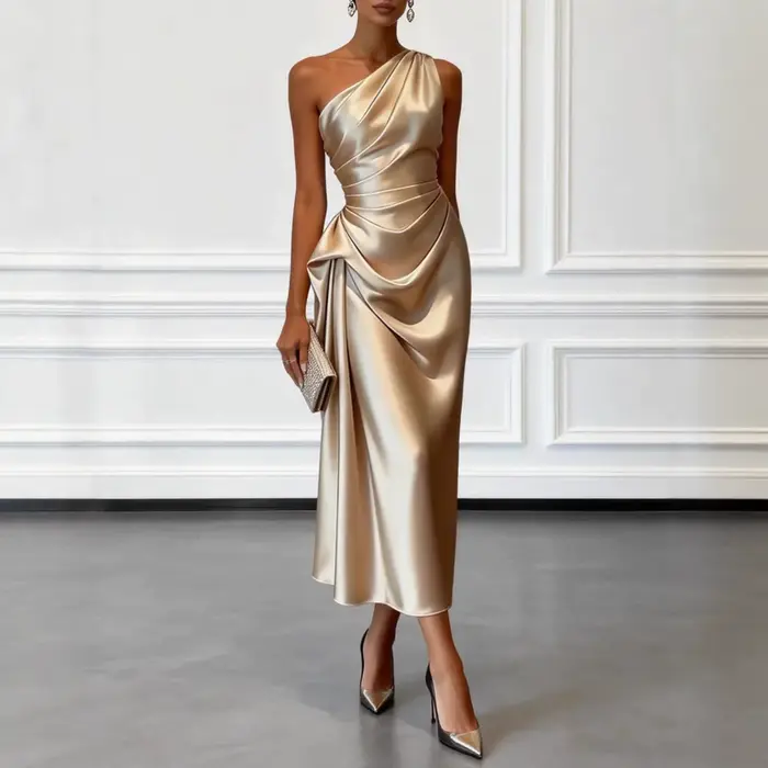 Robes longues en satin pour femmes 2026 – Robe midi d'été sexy pour femme
