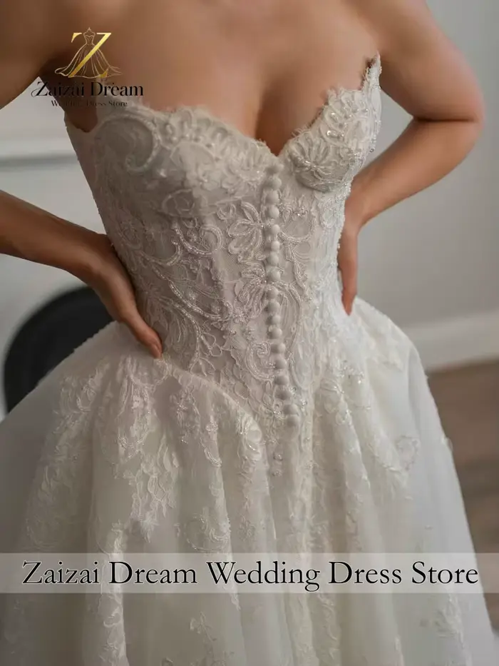 Robe de mariée élégante personnalisée en dentelle avec boléro