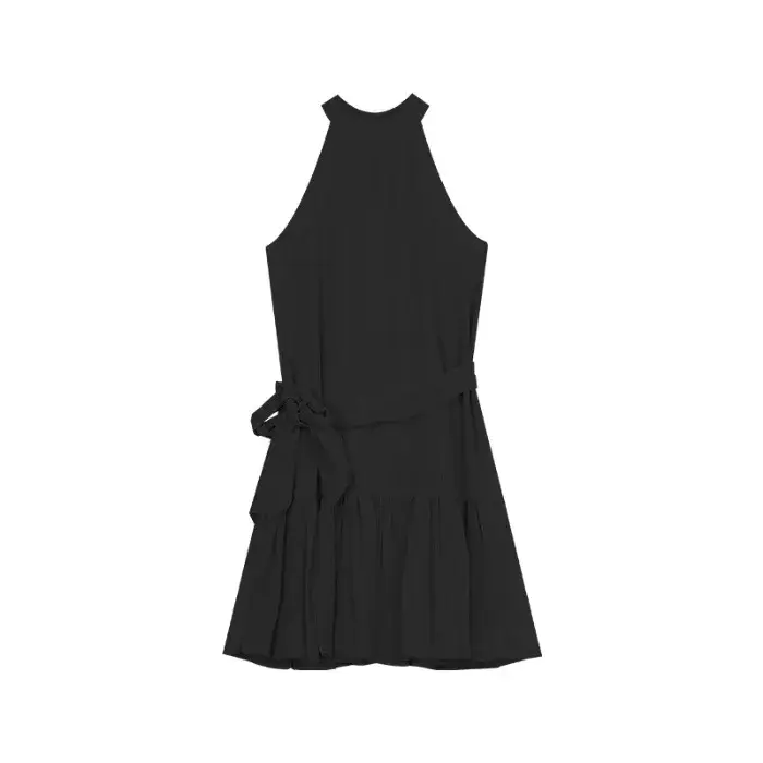Robe bleue style français à épaules dénudées pour femme