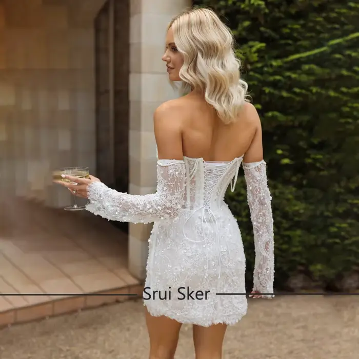 Robe de mariée fourreau populaire avec sequins