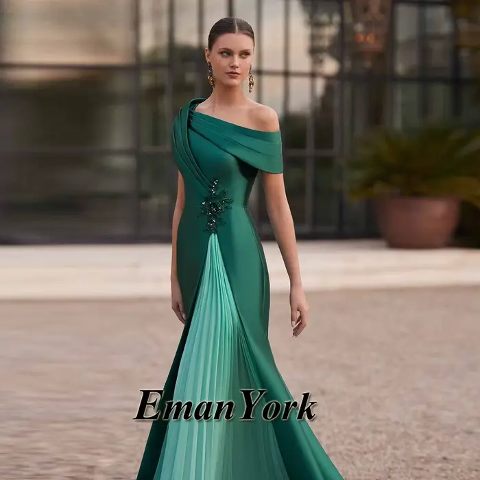 Élégant sirène mère De la mariée robes pour femmes plissé Satin robe d'invité De mariage