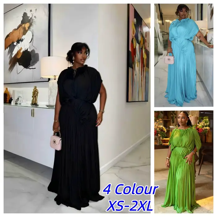 Robe longue d'été pour femme, taille haute, drapée, chic, bleu ciel, robe droite, une pièce, décontractée, élégante, maxi, pour le soir