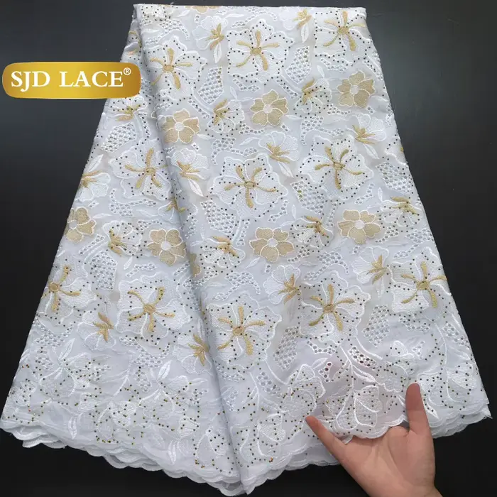 SJD LACE-Robes de mariée en tissu de coton africain pour femmes, dentelle suisse, haute qualité, Nig