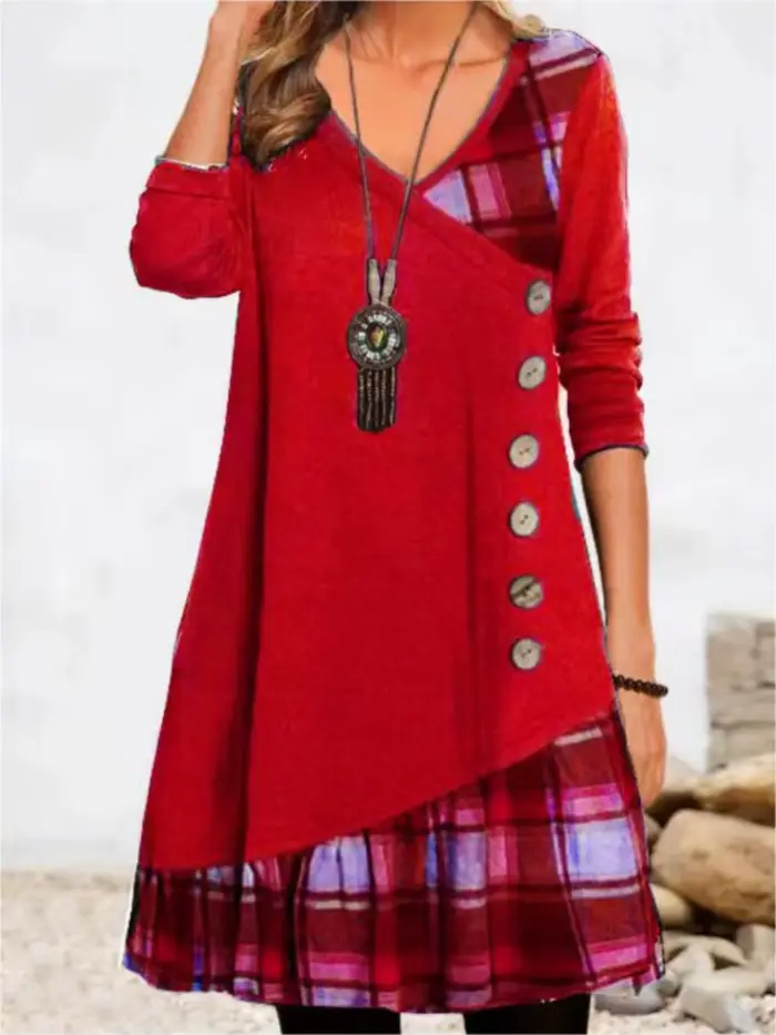 Robes pour femmes européennes et américaines automne et hiver élégant quotidien robe de soirée ample boutons