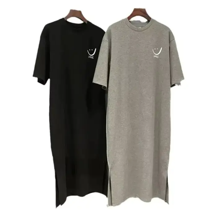 Robe t-shirt décontractée ample mi-longue polyester col rond lettres pour femmes occasions estivales