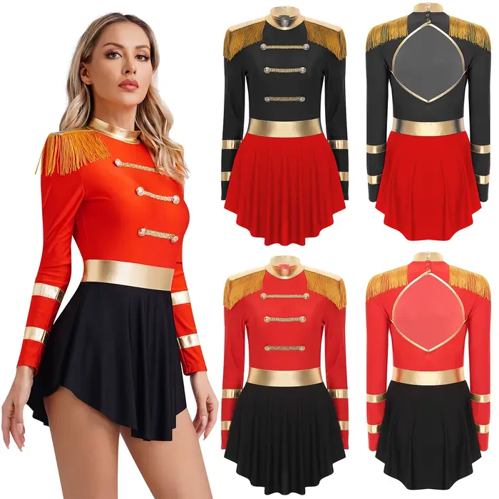 Robe léotard à franges à manches longues pour femmes