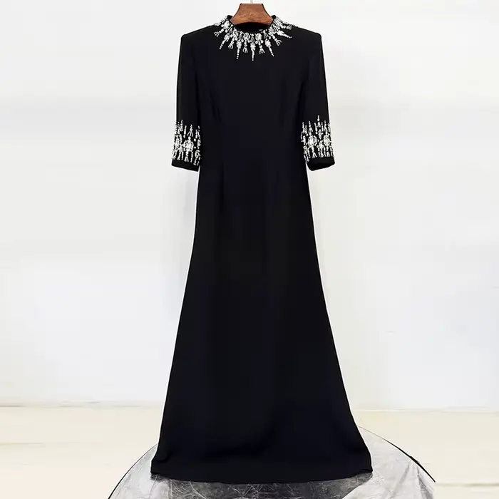 HIGH STREET Nouvelle Collection 2026 Robe Longue de Soirée Designer pour Femme, Ornée de Perles et d