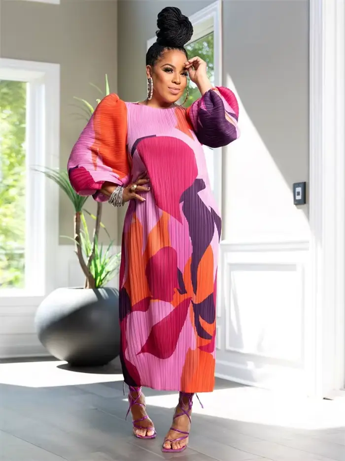 Robes élégantes à manches bouffantes pour femmes, robes grande taille, vêtements d'automne sexy, rob